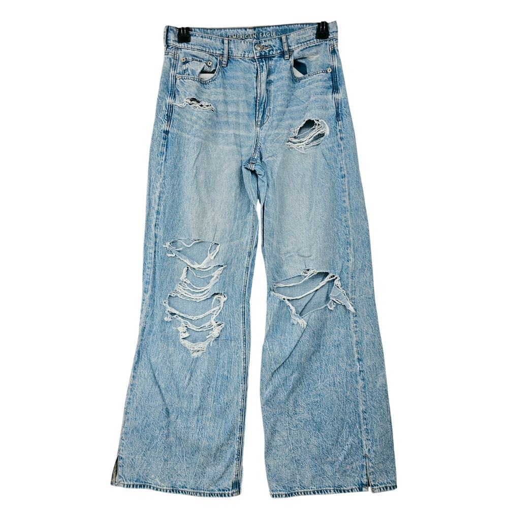 American Eagle AE Dreamy Drape Ripped Super High-Waisted Baggy Wide-Leg Jean 6